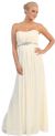 Strapless Pleated Bust with Stones Formal Bridesmaid Dress in Ivory